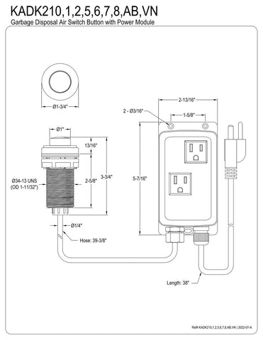 Kingston Brass KADK21AB Trimscape Dual Outlet Garbage Disposal Air Switch Kit...