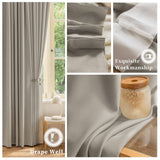 Blackout Pinch Pleat Curtain 108 Inches Long, Pleated Drape with Tieback for ...