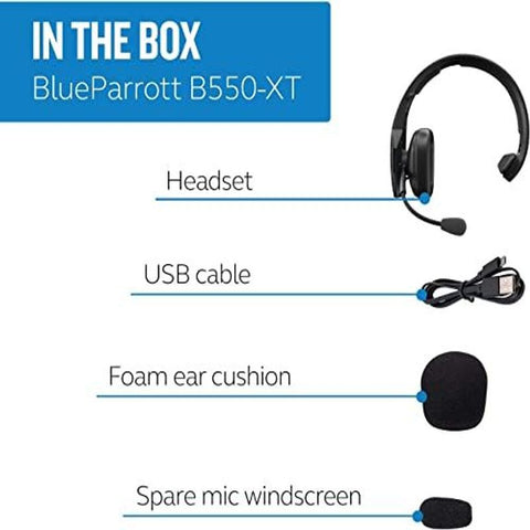 BlueParrott B550-XT Voice-Controlled Bluetooth Headset – Over The Head, Black