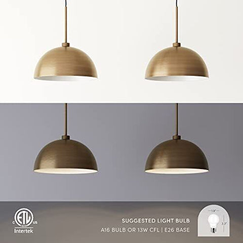 Nathan James Percy Modern 2-Light Pendant Island Light 1, Vintage Brass