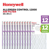 Honeywell 16x25x1 MERV 12 Electrostatic Pleated HVAC AC Furnace Air Filter (1...