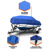 Budge B-600-X3 600 Denier V-Hull Runabout/Bass Boat Cover Blue 16' - 18' Long...
