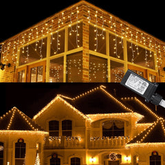 Toodour Icicle Christmas Lights,612 LED 50ft 8 Modes String Lights with 102 D...