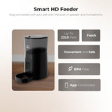 Smart HD Cat Feeder, 1080p HD Camera Pet Feeder Night Vision, 6L Anti Jam Fre...