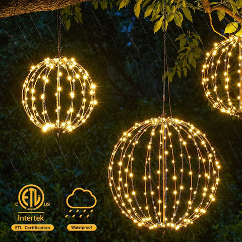 Christmas Ball Light Sphere, 20IN 200LED Hanging Tree Light and Pathway Light...