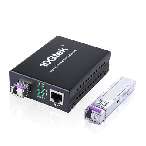 ipolex A Pair of Bidi Gigabit Single-Mode LC Fiber to Ethernet Media Converte...