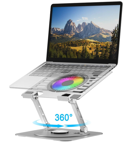 Laptop Stand,with 360&#176;Rotating Base,External Cooling Fan,Adjustable RGB Lig