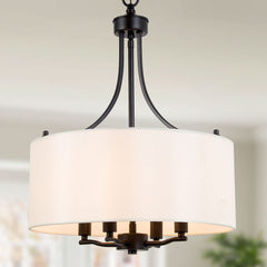 LALUZ Drum Lighting Chandelier, Farmhouse Chandeliers for Dining Room, Kitche...