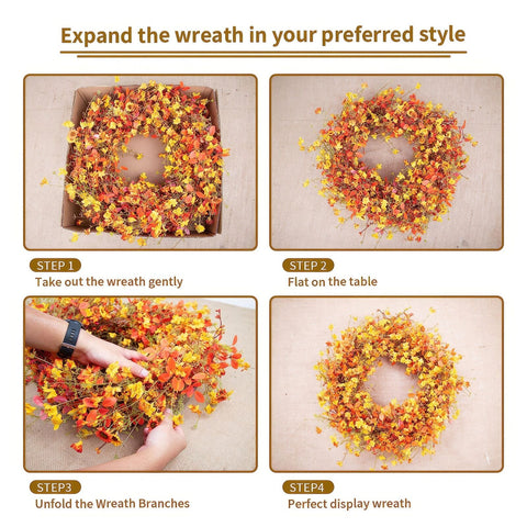 28 Inch Fall Wreaths for Front Door Artificial Orange Eucalyptus Large Autumn...