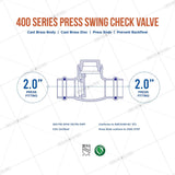 Midline Valve 622S224 Swing Check Valve, Backflow Prevention, Lead-Free 2 in....