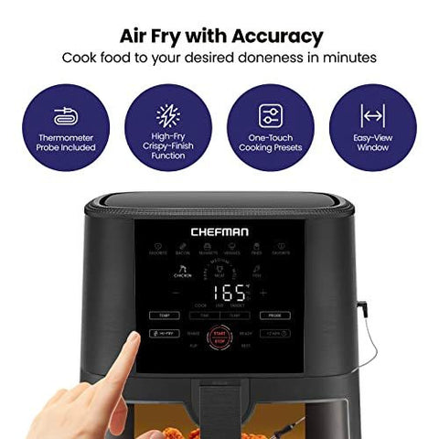 CHEFMAN 5-Quart Digital Air Fryer with ExacTemp Probe, 5 QT - Black