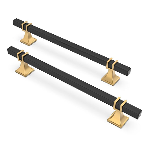 25 Pack 6-1/4 Inch Cabinet Pulls Black and Gold Cabinet Handles Kitchen Cabin...