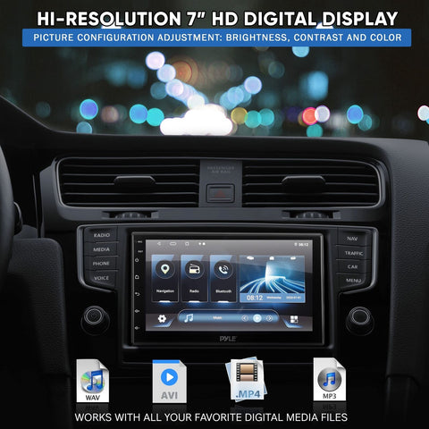 PyleUsa Single DIN Car Stereo Receiver - 7'' 1080P HD Touch Screen Bluetooth ...