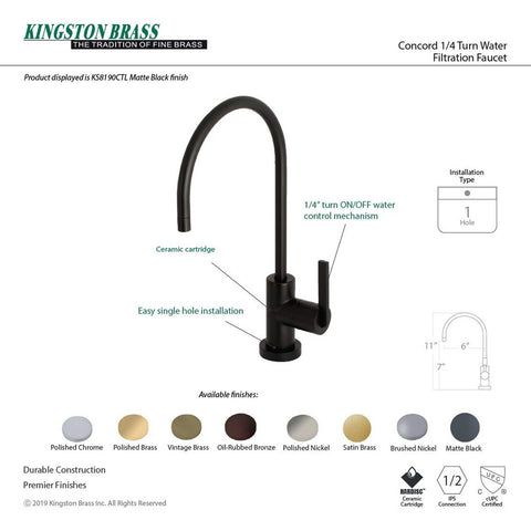 Kingston Brass KS8190CTL Continental Water Filtration Faucet, 5-7/8" in Spout...