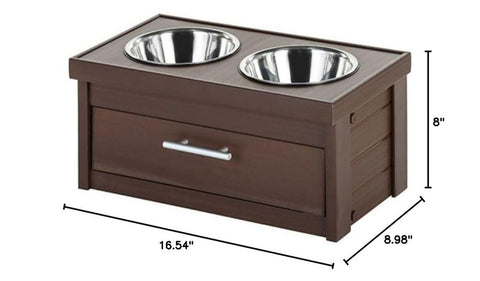 ECOFLEX Piedmont 2-Bowl Dog Diner with Storage Drawer -Russet Russet