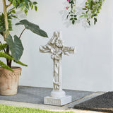 glitzhome Holy Cross with Lily Garden Statue MGO Outdoor Decoration, 13.75" H...