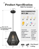 ELYONA Modern Woven Pendant Light Fixtures 11.8" Farmhouse Coastal Hanging La...