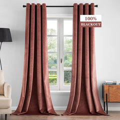 ANRODUO 100% Blackout Velvet Curtains 108 Inches Long Dusty Rose Curtain Drap...