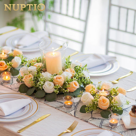 NUPTIO Flower Wedding Centerpieces for Tables - 10 Pcs 2.9 inch Inner Diam Sm...