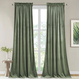 StangH Sage Green Velvet Curtains for Living Room Super Soft Thermal Insulate...