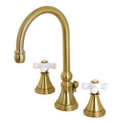 Kingston Brass KS2987PX 8 in. Widespread Bathroom Faucet, Brushed Brass