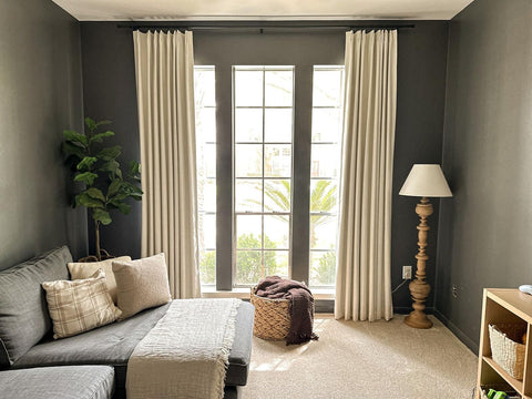 Pinch Pleated Curtains 108 Inches Long,Linen Blackout Curtains with Blackout ...