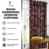 Tribeca Living Luxury Printed Velvet Room Darkening Window Curtains - 50 x 96...