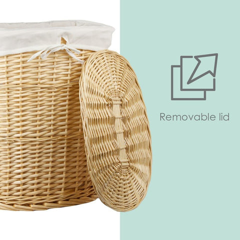 Sunbeam 2PC Laundry Wicker Basket (Natural) by Home Basics Beige (Natural)