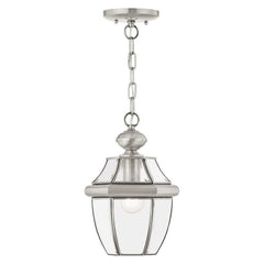 Livex Lighting 2152-91 Monterey 1-Light Outdoor Hanging Lantern, Brushed Nickel