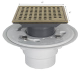 QM Square Shower Drain, Grate Made of Stainless Steel Marine 316 and Base Mad...