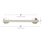 Seachrome 12" Coronado Decorative Oval Wall Mount Grab Bar, 1 &#189;" Diameter,