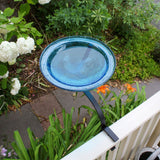 Achla Designs 201-2023 12 Inch Teal Crackle Rail Mount Bracket Birdbath