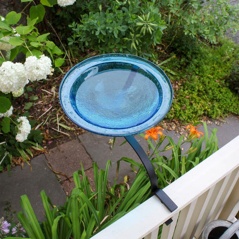 Achla Designs 201-2023 12 Inch Teal Crackle Rail Mount Bracket Birdbath