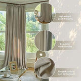 MAIHER Luxury Velvet Pleated Curtains 90 Inches Long 1 Panel, Camel Beige Pin...