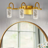 GAOMON Bathroom Light Fixtures, 3 Light Brushed Gold Vanity Lights Crystal Bu...