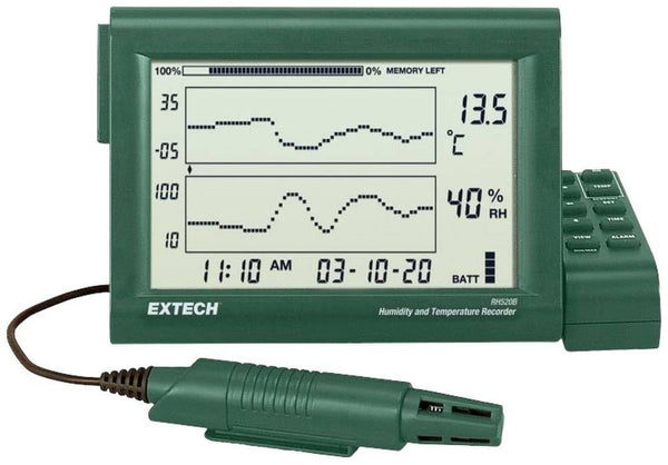 Extech RH520B: Humidity+Temperature Chart Recorder with Detachable Probe, Gra...