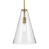 KICHLER Everly 15.25" 1-Light Cone Pendant with Clear Seeded Glass in Natural...