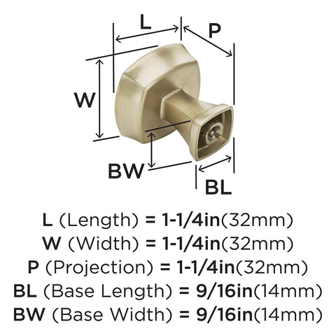 Amerock Stature 1-1/4 in (32 mm) Length Golden Champagne Cabinet Knob - 10 Pack