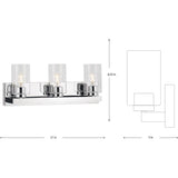 Goodwin Collection 21 in. 3-Light Polished Chrome Modern Vanity Light with Cl...