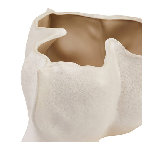 Bloomingville Decorative Organically Shaped Stoneware Planter, Matte Cream
