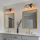 2 Light Bathroom Vanity Light, Black and Gold Vanity Light with Seeded Glass ...