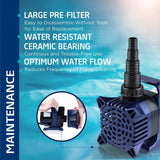 Alpine Corporation 3100 GPH Submersible Water Pump with 33 FT Cord and Adapte...