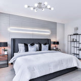 Brushed Nickel Sputnik Ceiling Light Fixture,8 Lights Semi Flush Mount Ceilin...