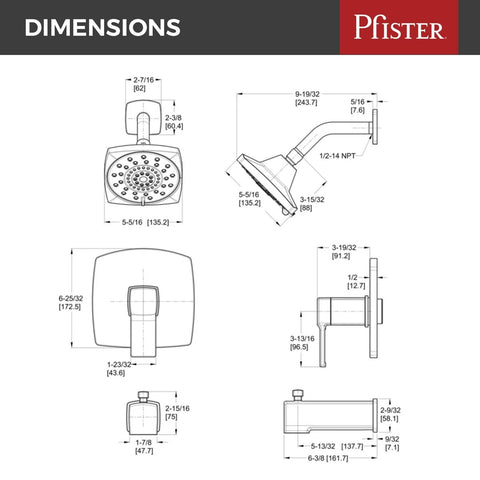 Pfister Deckard Bathroom Tub Shower Faucet Polished Chrome (Valve Not Include...