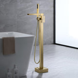 ELLO&ALLO FreeStanding Tub Faucet,Floor Mounted Tub Filler Faucet Brushed Gold