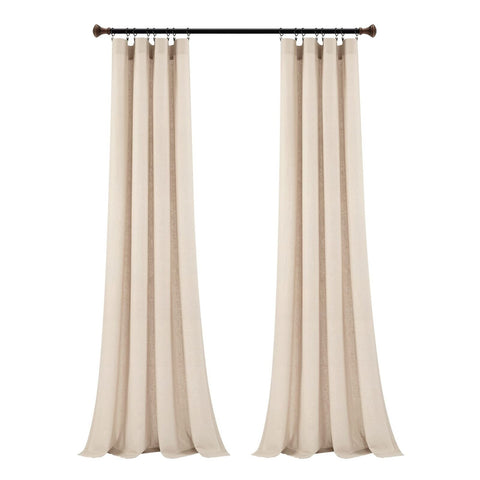 Lush Decor Belgian Flax Prewashed Linen Rich Cotton Blend Window Curtain Pane...