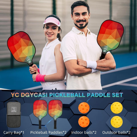 YC DGYCASI Pickleball Paddles Set of 2, USAPA Approved Pickleball Set, Fiberg...