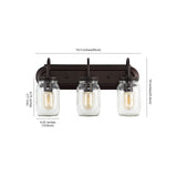 JONATHAN Y JYL7801A Gaines 3 Light Farmhouse Industrial Iron Mason Jar LED Va...