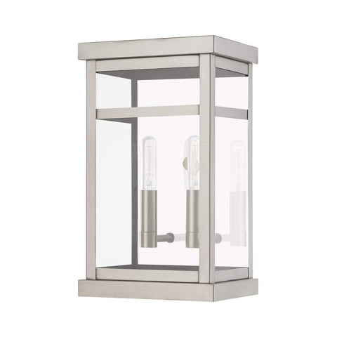 Livex Lighting 20702-91 Hopewell 2 Light Outdoor Wall Lantern, Brushed Nickel