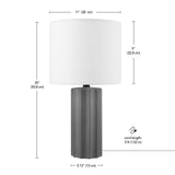 Globe Electric 61000061 20" Ribbed Ceramic Table Lamp, Dark Gray Concrete Fin...